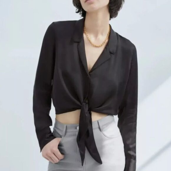 ARITZIA - Wilfred - Tie front satin blouse - M - Picture 1 of 5